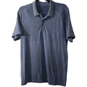 Lululemon Metal Vent Tech Polo Shirt Mens L Blue Short Sleeve Performance Golf